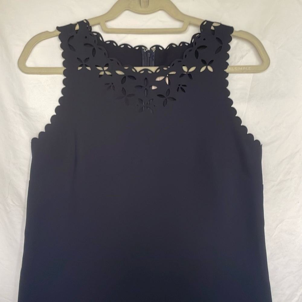 Navy Laser-Cut Shift Dress Sz 8